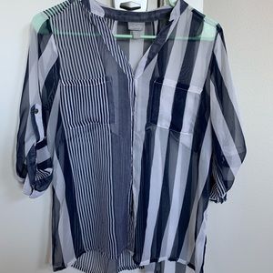 Contrasting Stripes Pocket Tee
